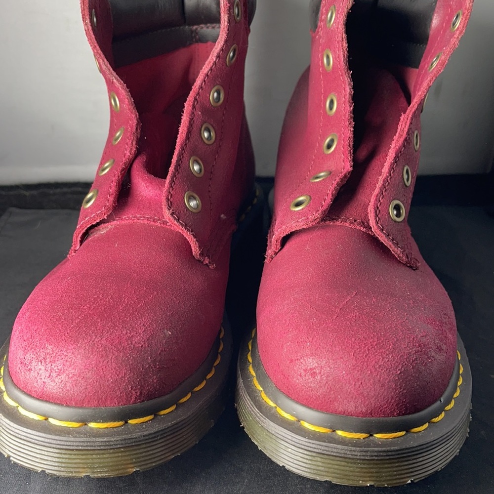 Dr. Martens Deep Red (Raspberry) Greasy Suede Boo… - image 4